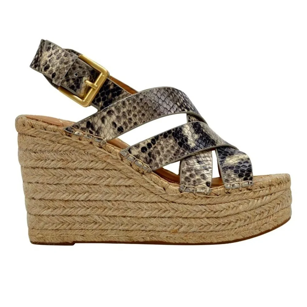 Marc Fisher Wedges Espadrille Snake Print Leather Platform Mlalenni